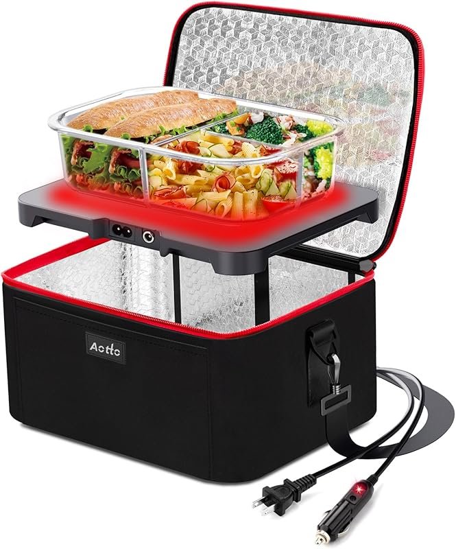 Aotto 3‑in‑1 Portable Oven – 12V/24V/110V Electric Lunch Box Heater fo
