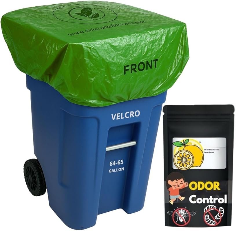Outdoor Trash Can Lid Cover – Elastic Seal, Lemon Scented, Odor Contro