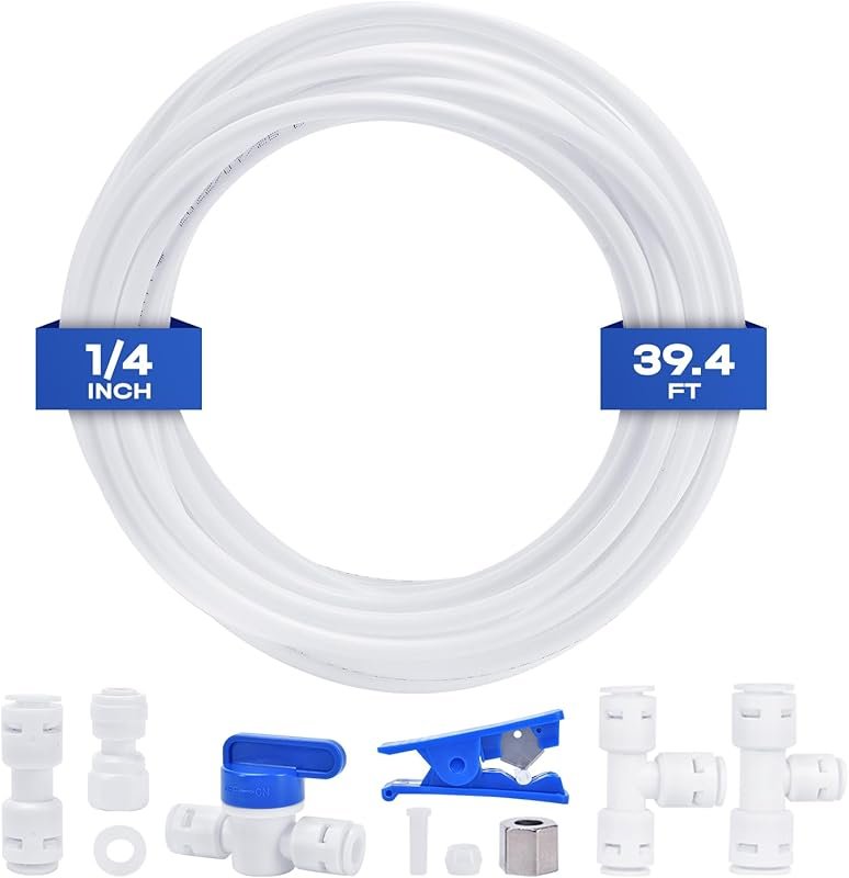 Refrigerator Water Line Kit – 39.4ft Tubing, Push-to-Connect Fittings 