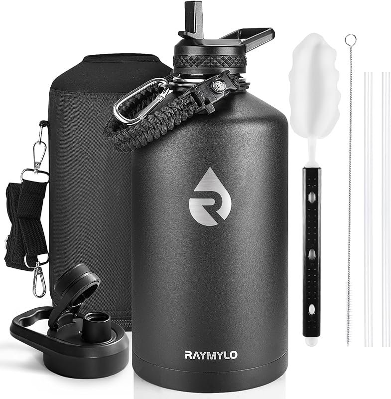 RAYMYLO One Gallon Insulated Stainless Steel Water Bottle with Paracor