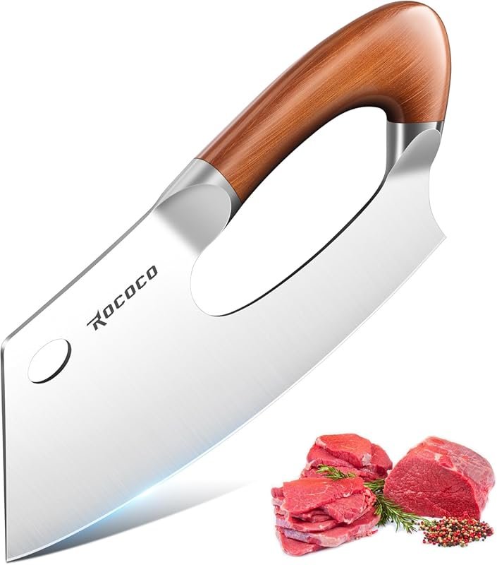 ROCOCO Meat Cleaver Knife with Unique Effort-Saving Design for Meat an