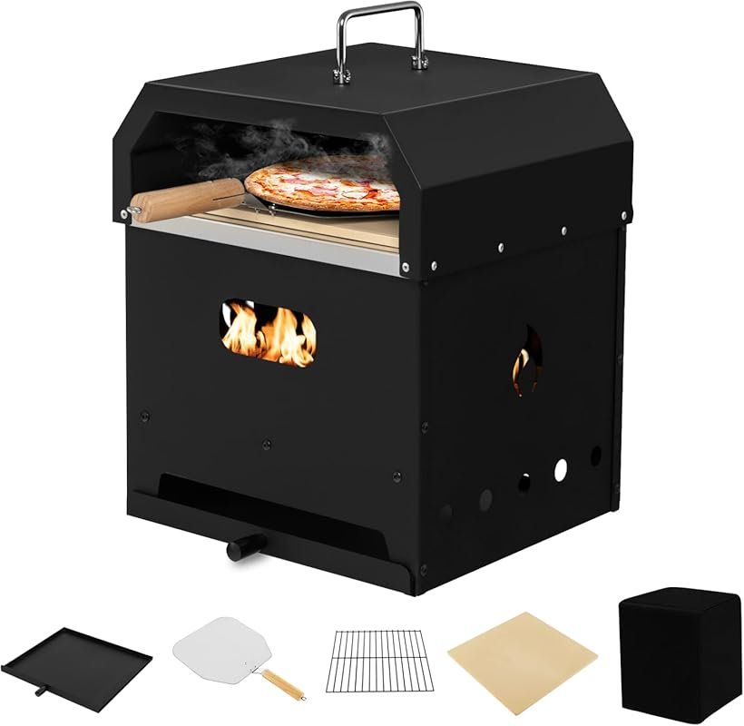 ORALNER 4-in-1 Wood Fired Pizza Oven & Grill Combo with 12