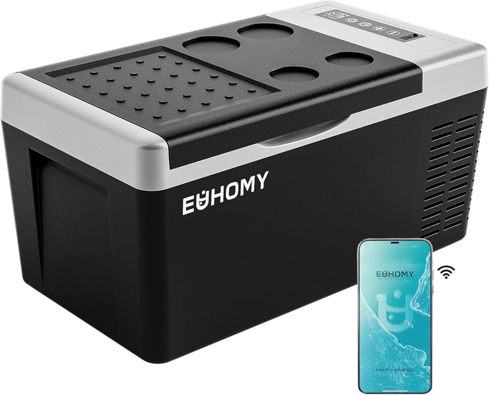 EUHOMY 19QT 12V Refrigerator with APP Control, -4°F~68°F for Camping, 