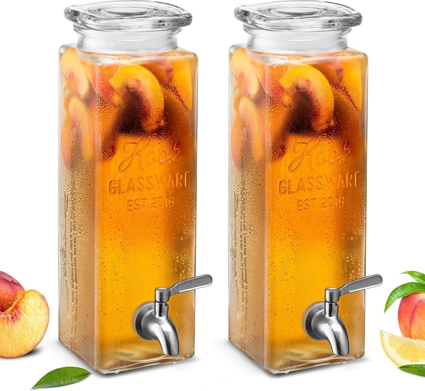 Kook Glass Drink Dispenser – 80 oz Mason Jar with Leak-Proof Stainless