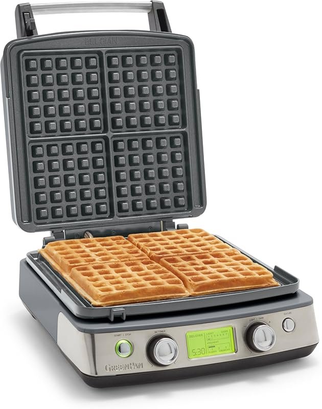 GreenPan Elite Belgian Waffle Maker with Healthy Ceramic Nonstick, Adj