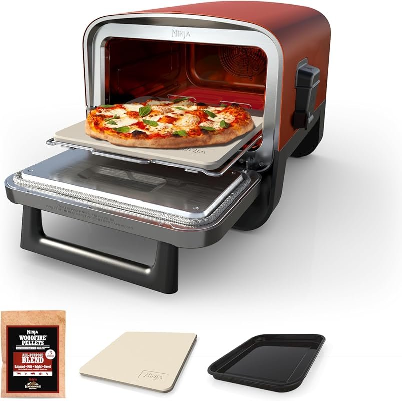 Ninja Woodfire Outdoor Pizza Oven, 8-in-1 Electric Roaster with BBQ Sm