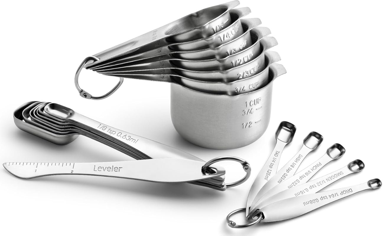 Spring Chef 20-Piece Stainless Steel Measuring Cups & Spoons Set with 
