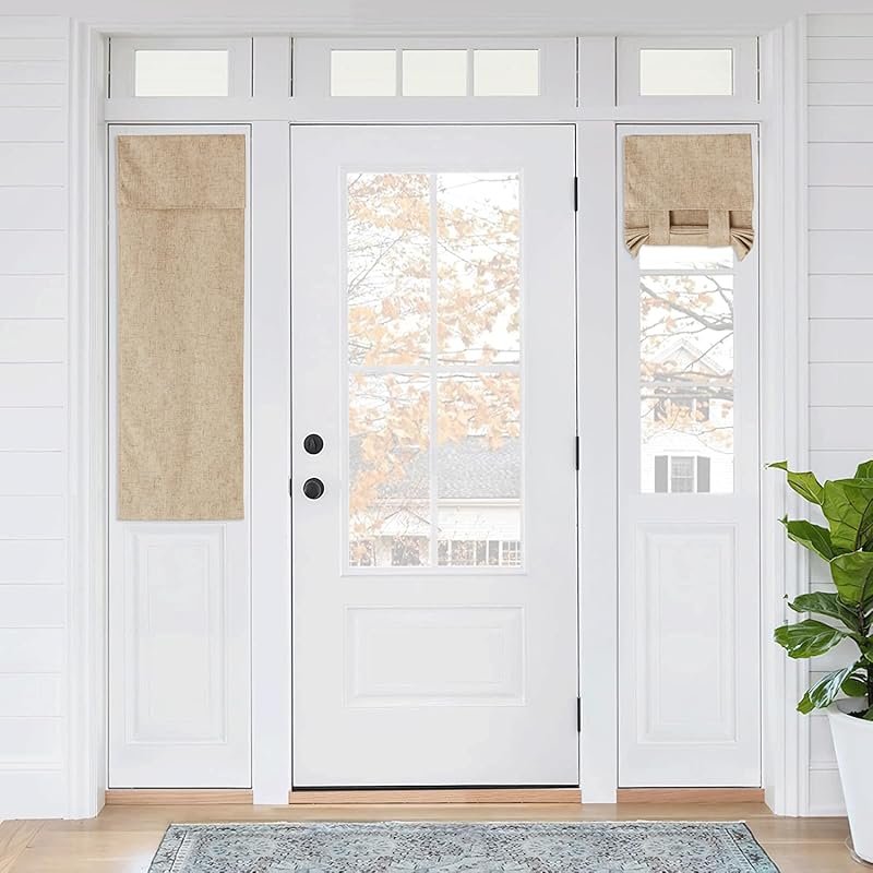 RYB HOME 100% Blackout Curtains Linen Textured Insulating Privacy Smal
