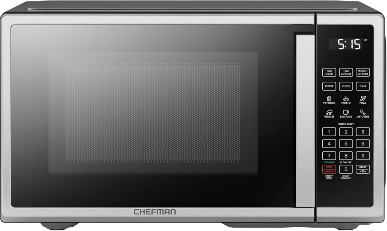 Chefman 0.9 Cu.Ft Digital Microwave Oven, 900W, Memory Function, Eco M
