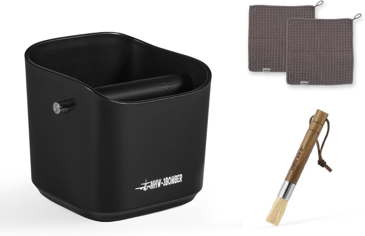 MHW-3BOMBER Espresso Knock Box, 1.2L (15 Cups) with Clean Set & Remova