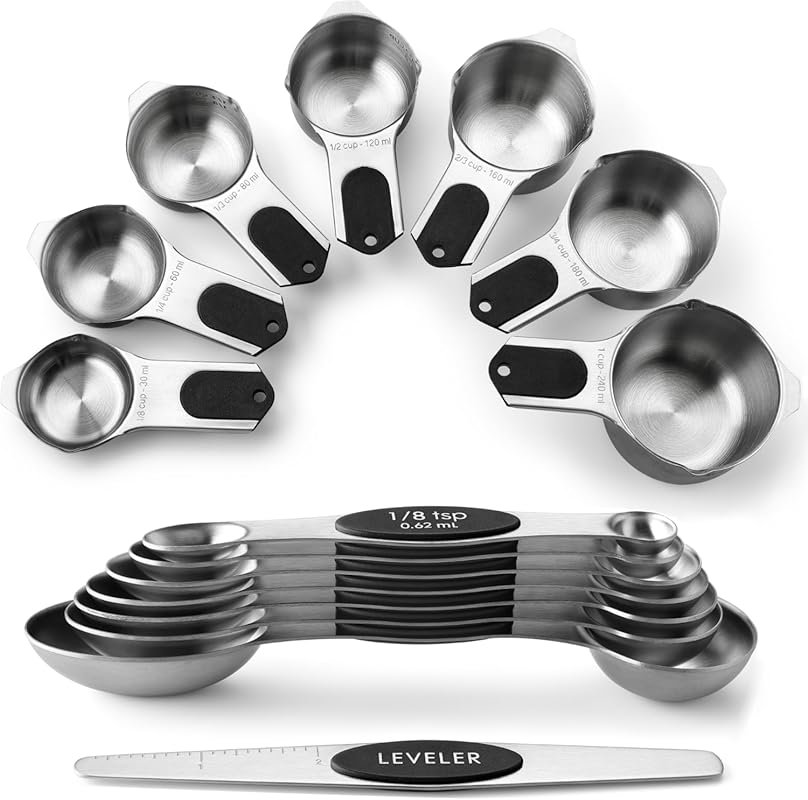 Spring Chef Magnetic Measuring Cups & Spoons Set, Black, 15-Piece, BPA