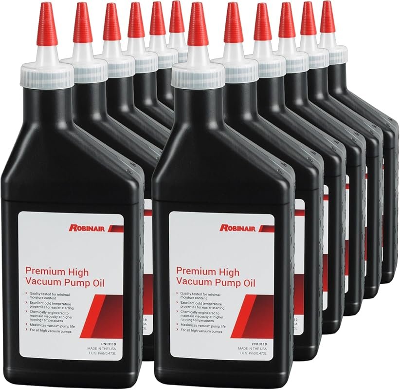 Robinair Premium High-Vacuum Pump Oil, 1-Pint Pack of 12 for Optimal P