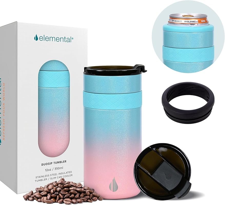 Elemental Duo-Sip 12oz Coffee Tumbler with Flip Lid, Triple Wall Insul