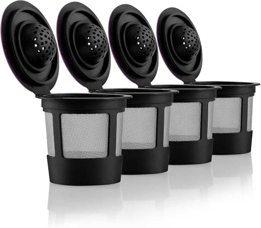 4 Black Reusable K Cups for Keurig K-Classic, Select, Duo, Elite – Com