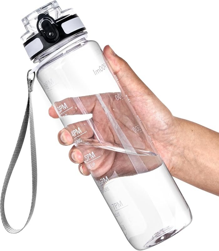 OLDLEY 32oz Motivational Sports Water Bottle with Time Marker, Tritan 