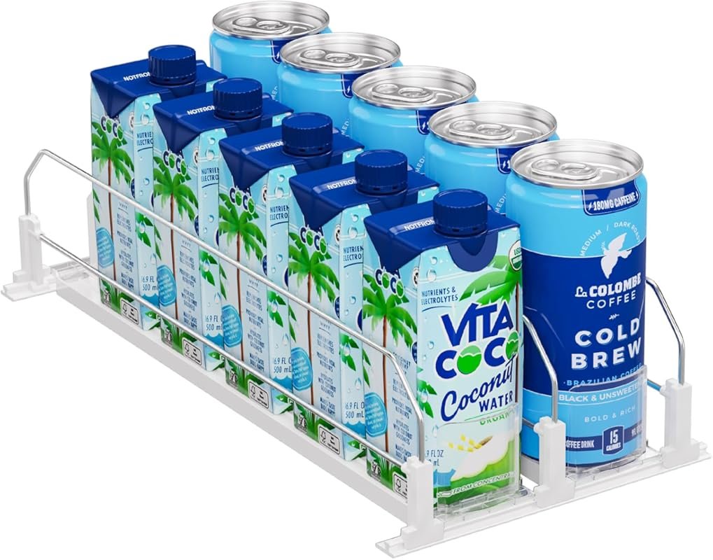 Puricon Fridge Drink Organizer – Self-Pushing Soda Can & Bottle Pusher