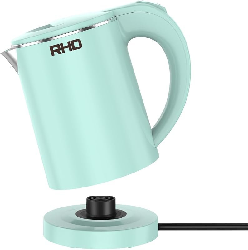 Green 0.5L Small Portable Electric Kettle for Travel, Stainless Steel,
