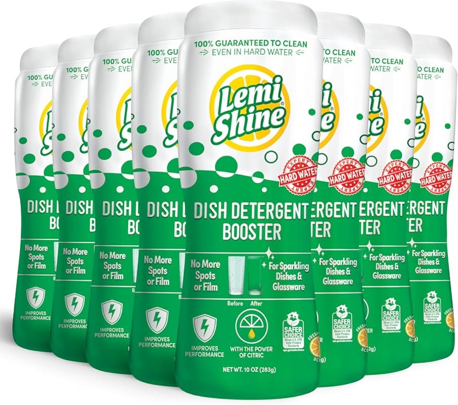 Lemi Shine Dish Detergent Booster 8-Pack, Hard Water Stain Remover & M