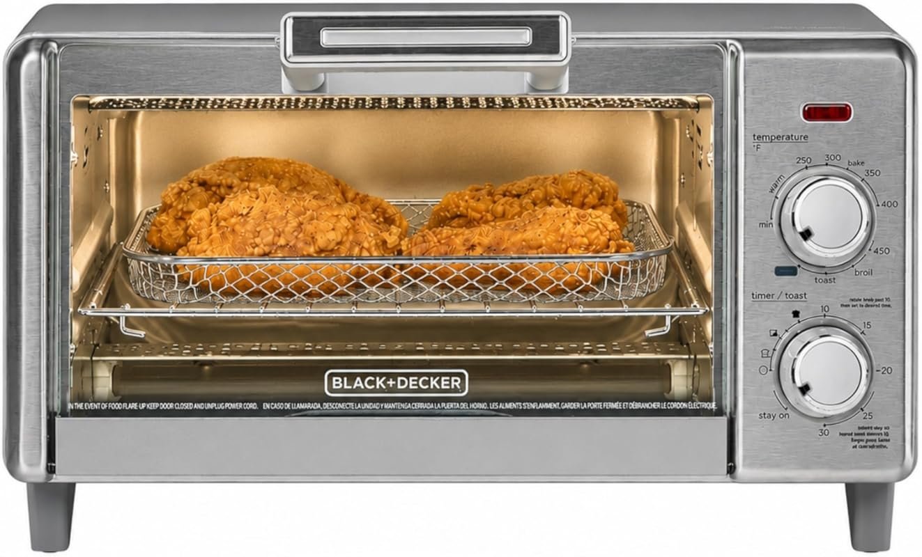 BLACK+DECKER Crisp ’N Bake 5‑in‑1 Air Fry Toaster Oven, Medium Capacit