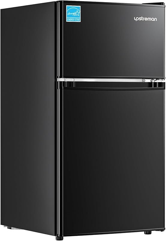 Upstreman 3.1 Cu.Ft Double Door Mini Fridge with Freezer, Energy Savin