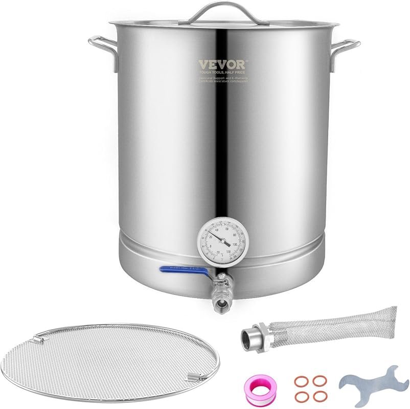 VEVOR 16 Gal Stainless Steel Brew Kettle with Filter & Tri-Ply Bottom