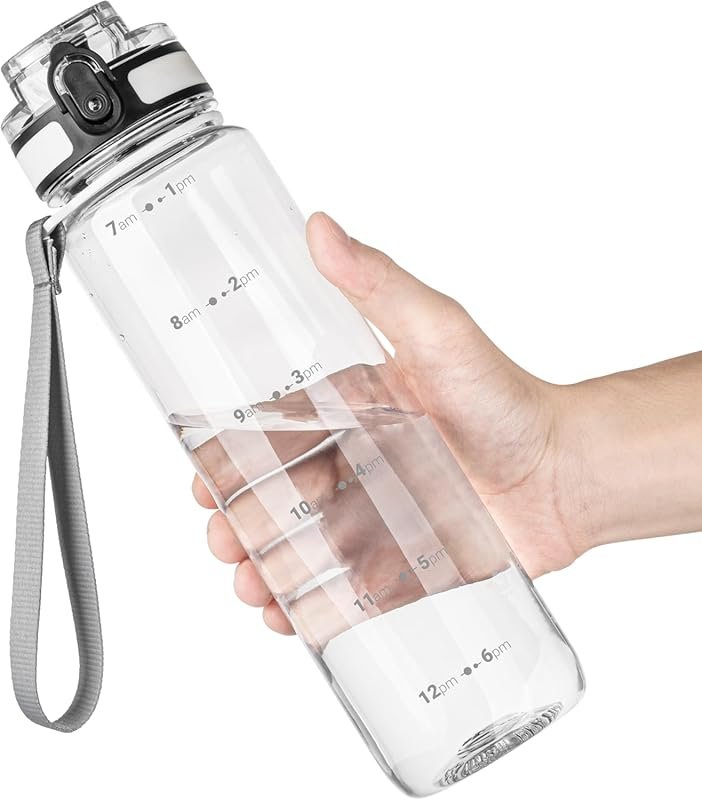 OLDLEY 32oz Motivational Water Bottle with Time Marker, Strap & BPA-Fr