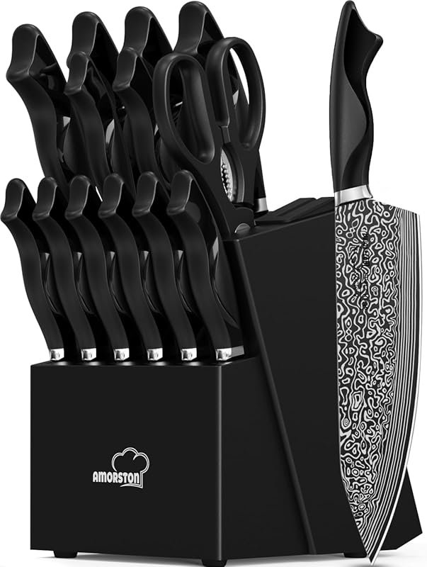 15-Piece High Carbon German Stainless Steel Knife Set with Built-in Sh