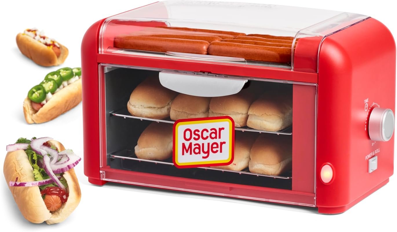 Nostalgia Oscar Mayer Extra Large 8 Hot Dog Roller & Bun Toaster Oven