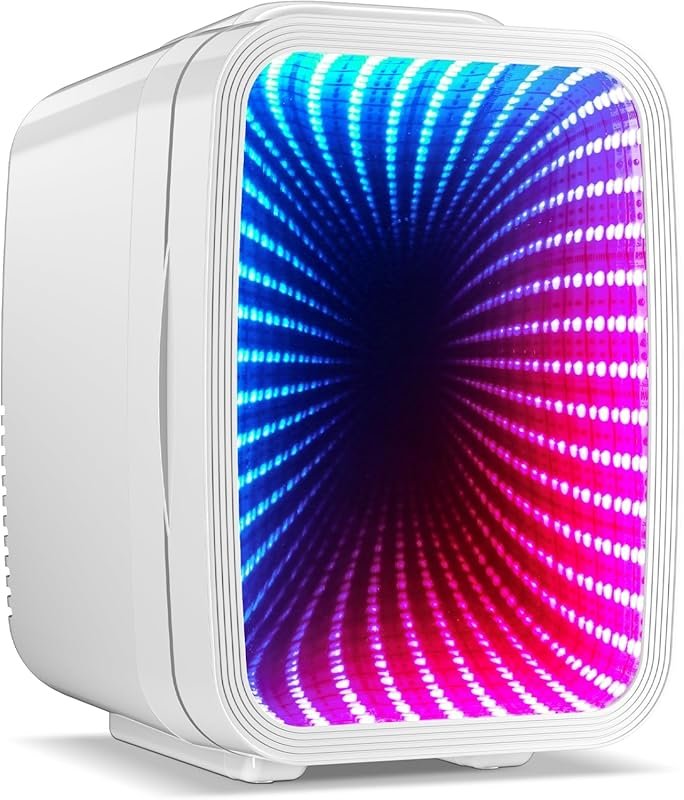 BEICHEN 4L Mini Fridge with Dimmable LED Light, AC/DC Portable Thermoe