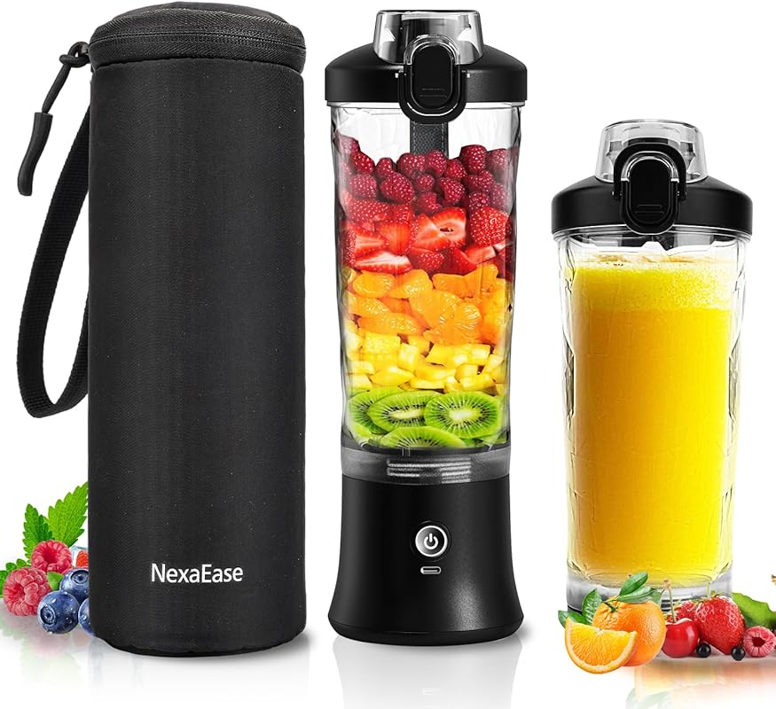 20 oz Insulated Portable Blender Bottle with USB‑C Rechargeable Power,