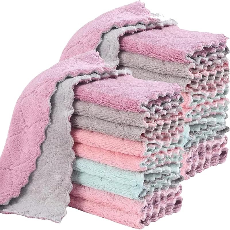 20 Pack Super Absorbent Coral Velvet Dish Towels, Premium Microfiber Q