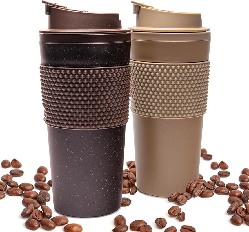 16 oz Insulated Double Wall Travel Mugs, 2 Pack, Dishwasher & Microwav