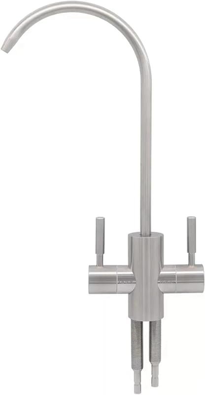 Two Handle Stainless Steel RO Drinking Faucet, Sparkling & Cold Water 