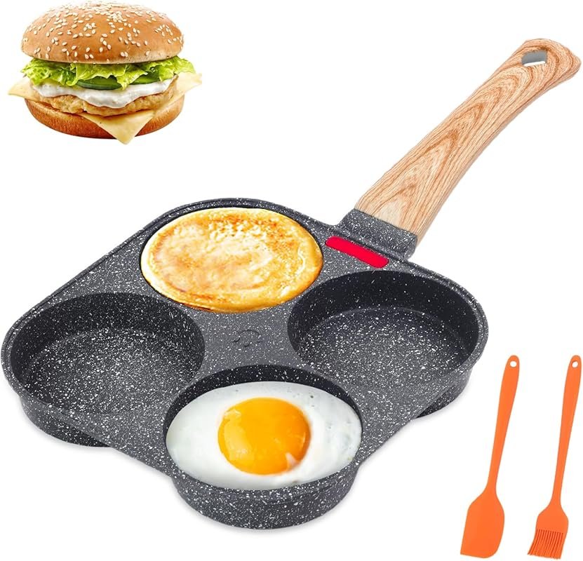 AHFLRITO 4-Cup Healthy Aluminum Omelette Pan for Pancakes & Fried Eggs