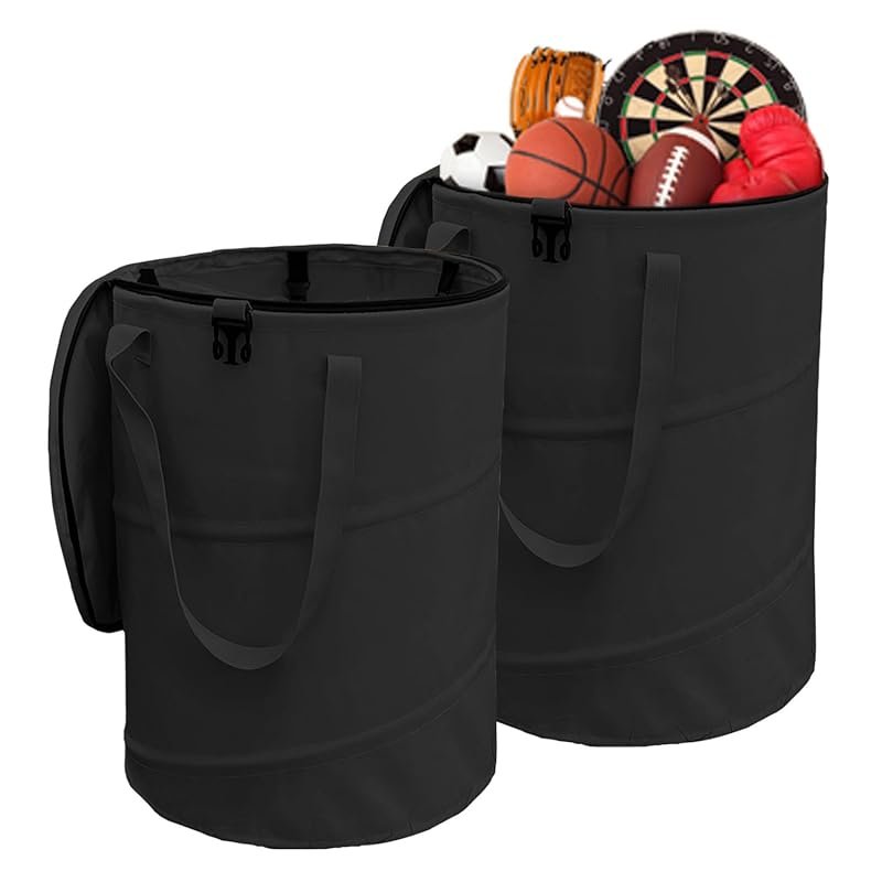 Pop-Up Camping Trash Cans – 2-Pack Collapsible 24-Gallon Bags with Sor
