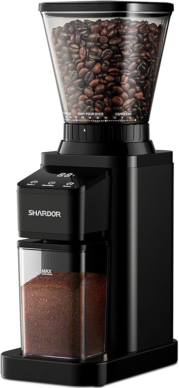 SHARDOR Professional Conical Burr Coffee Grinder with 48 Settings & An