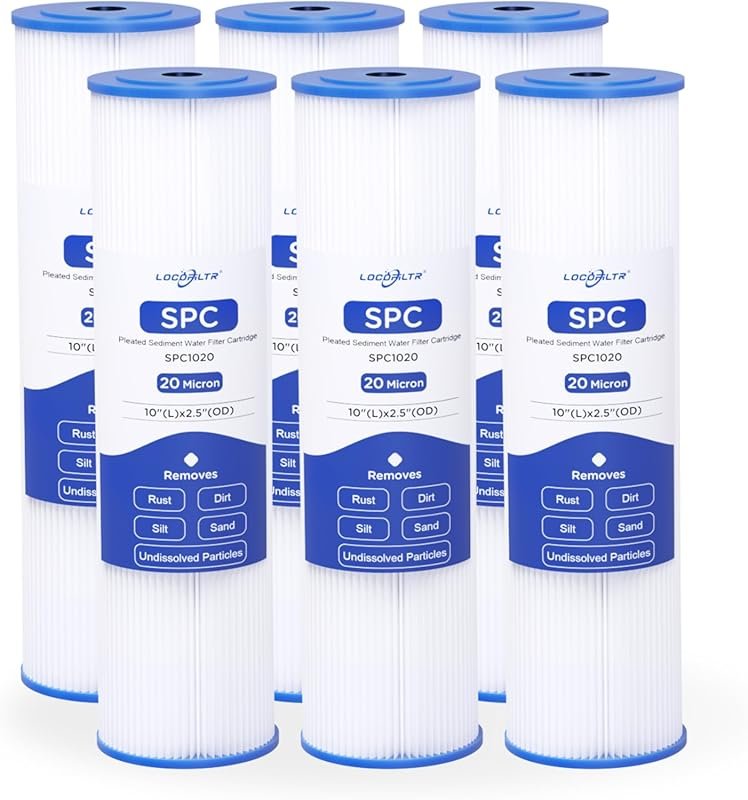 20 Micron Pleated Sediment Filter, 6-Pack for Whole House & Cold Plung