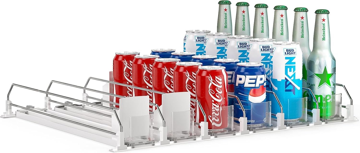 Adjustable Soda Can Dispenser for Fridge – Self-Pushing Drink Organize
