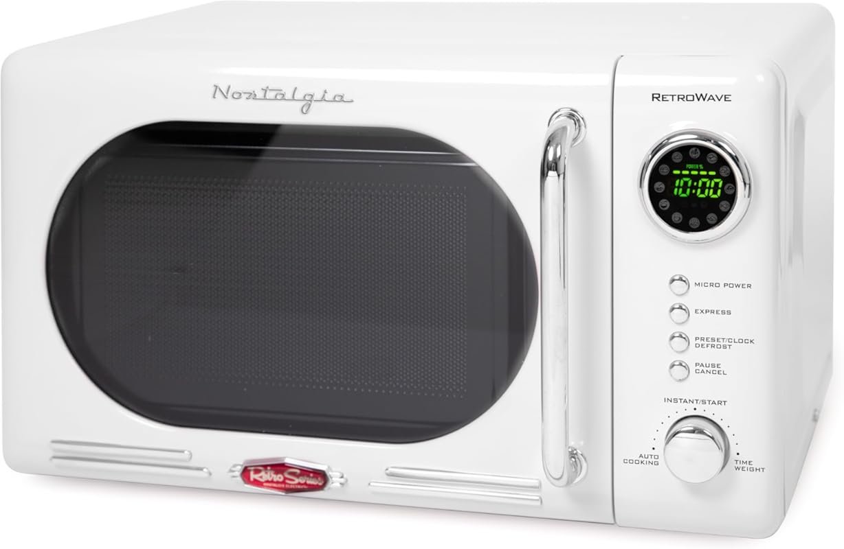 Nostalgia Retro Microwave with LED Display & Child Lock - White