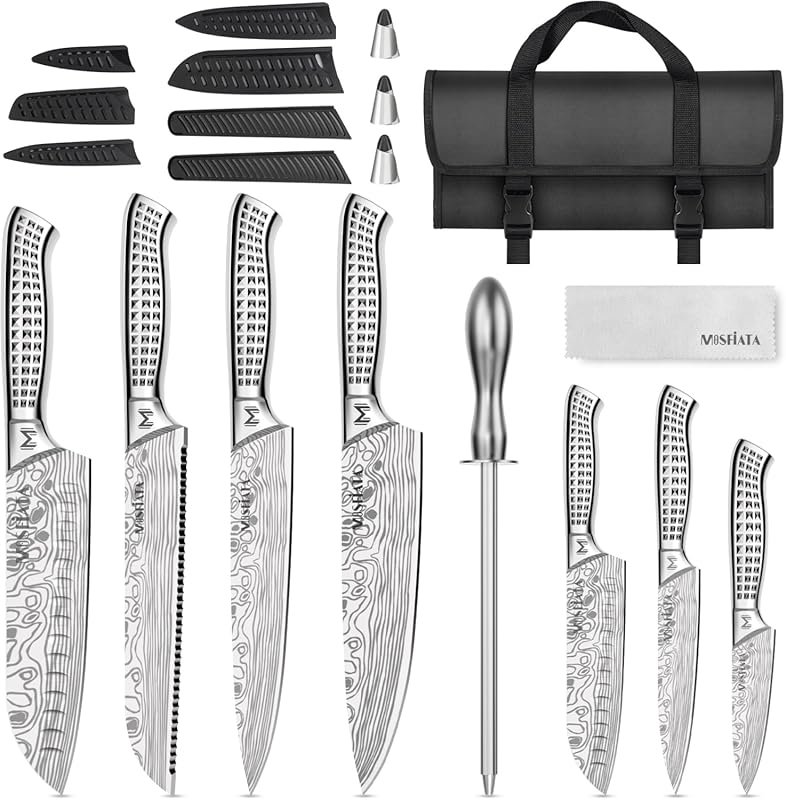 MOSFiATA 12-Piece Japanese Stainless Steel Knife Set with Oxford Cloth