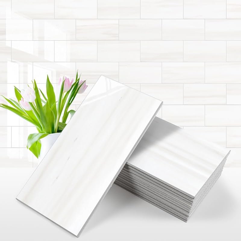 Vamos Tile Glossy Dolomite White Peel and Stick Subway Tiles, 3