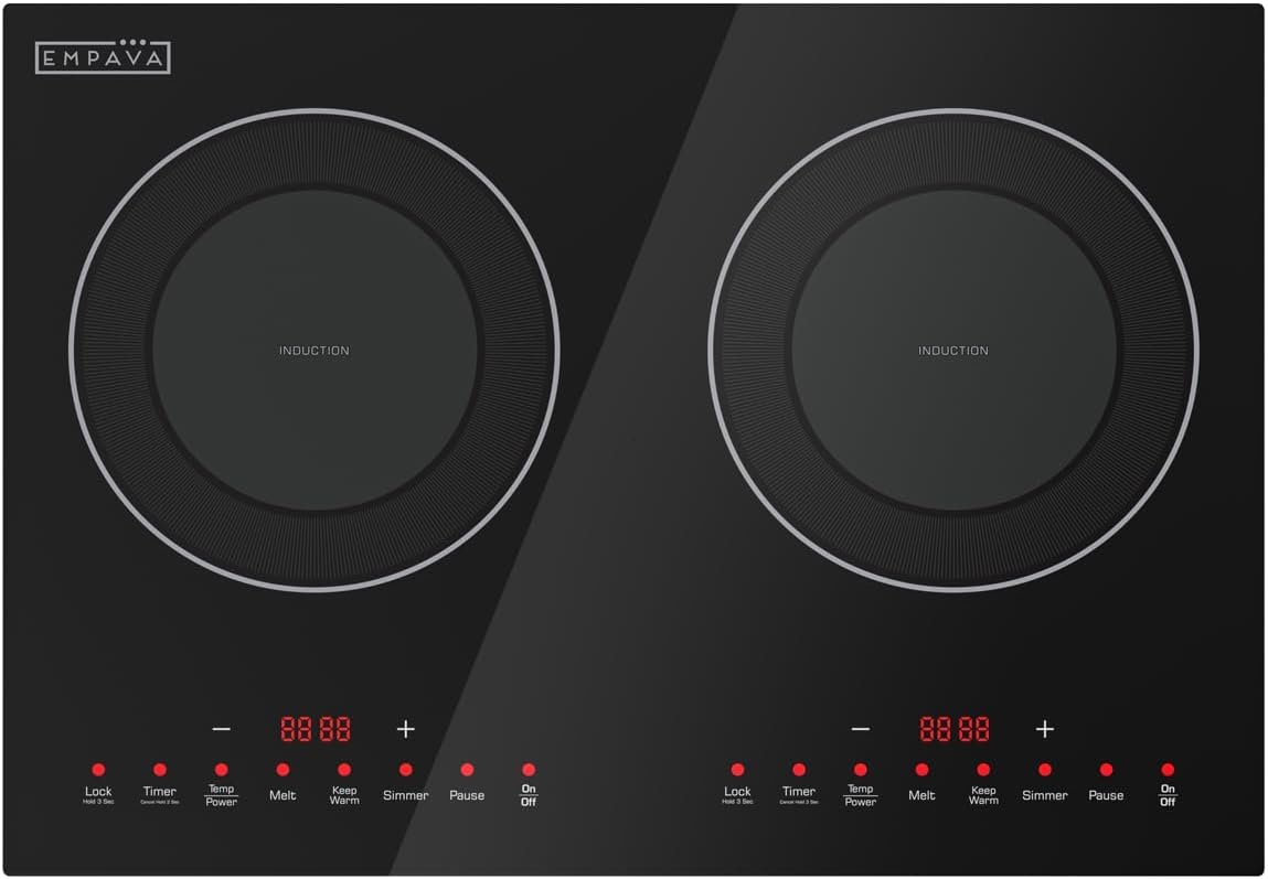 Empava Dual 2-Burner Induction Cooktop with Shatter-proof Glass, 18 Te
