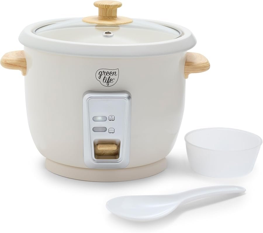 GreenLife 3‑Cup Ceramic Rice Cooker