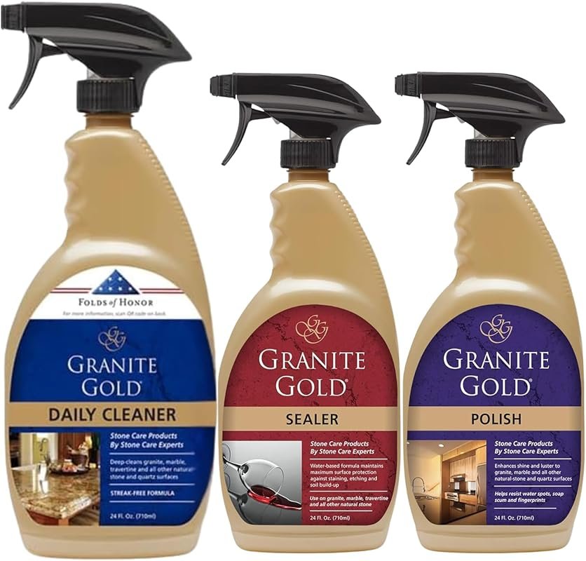 Granite Gold Stone Care Bundle: Daily Cleaner, Sealer & Polish for Gra