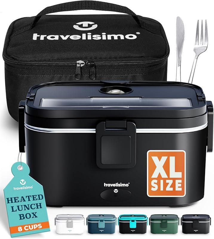 TRAVELISIMO Extra‑Large 1.8L 100W Electric Lunch Box – Holds Up to 8 C