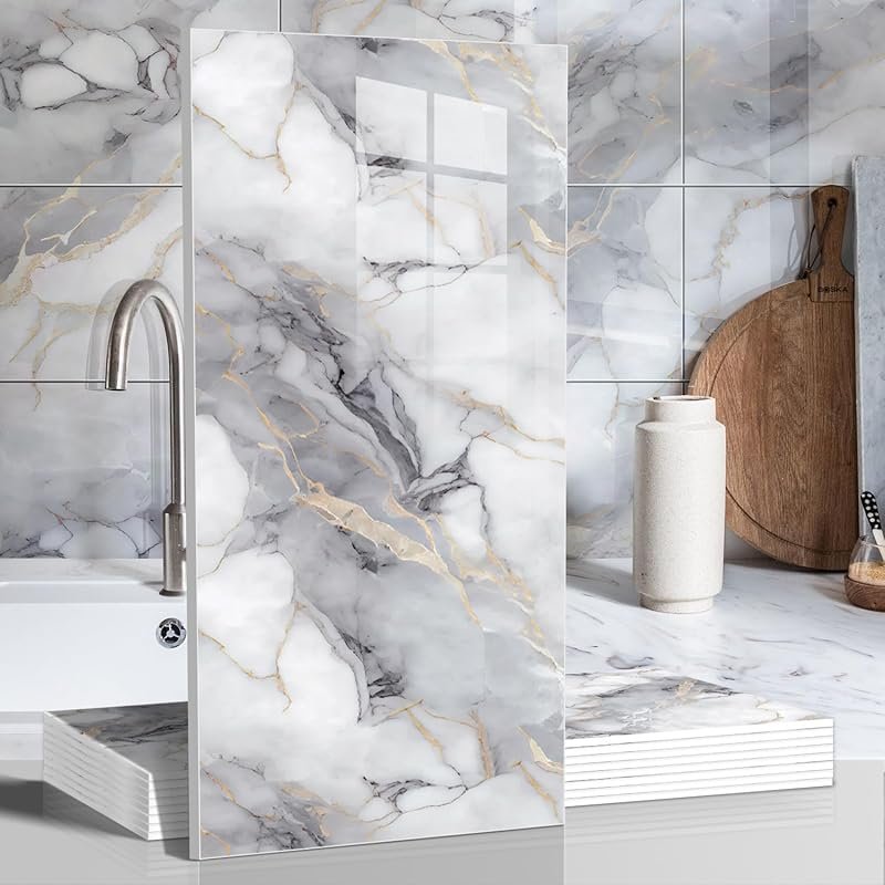 Marble Peel and Stick Waterproof Wall Panels, 23.6