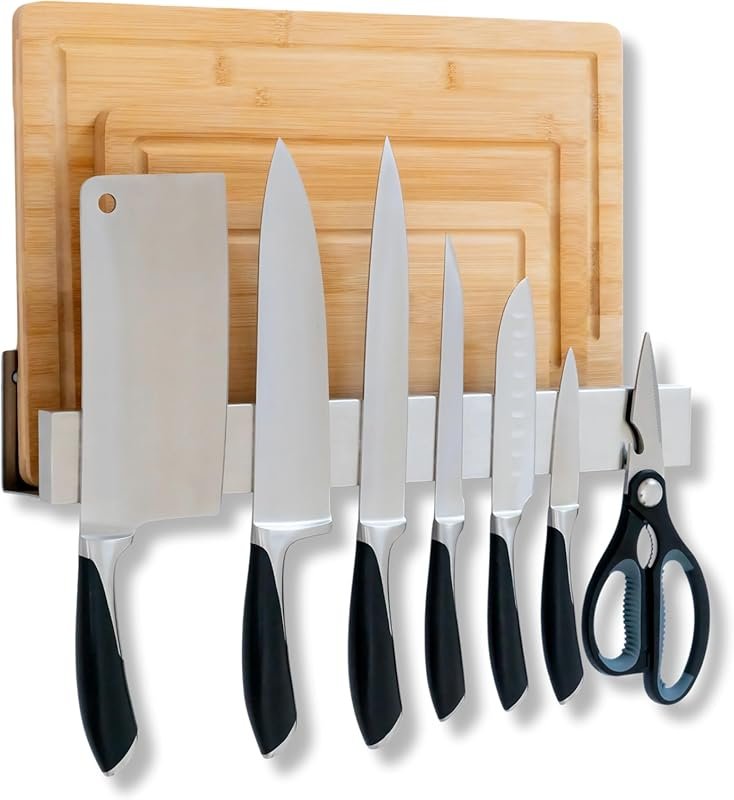 Demi's Home Magnetic Knife & Cutting Board Holder – Wall or Fridge Mou