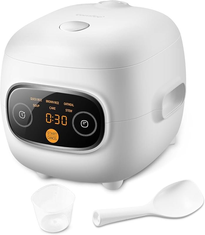COMFEE' Mini Rice Cooker with 4-Cup Capacity, Portable Design & 24-Hou