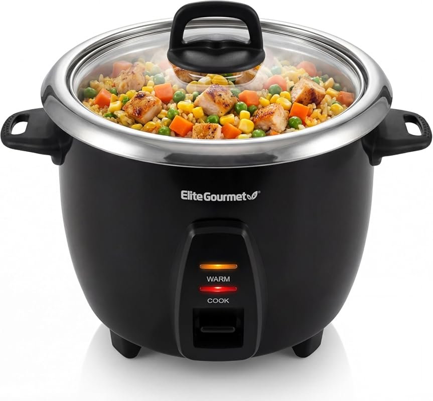 Elite Gourmet 10-Cup Electric Rice Cooker with 304 Stainless Steel Pot