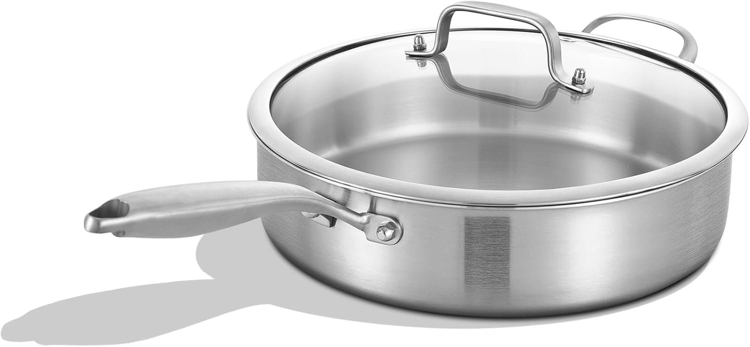 Inqibee 3QT Tri-Ply Stainless Steel Sauté Pan, 10